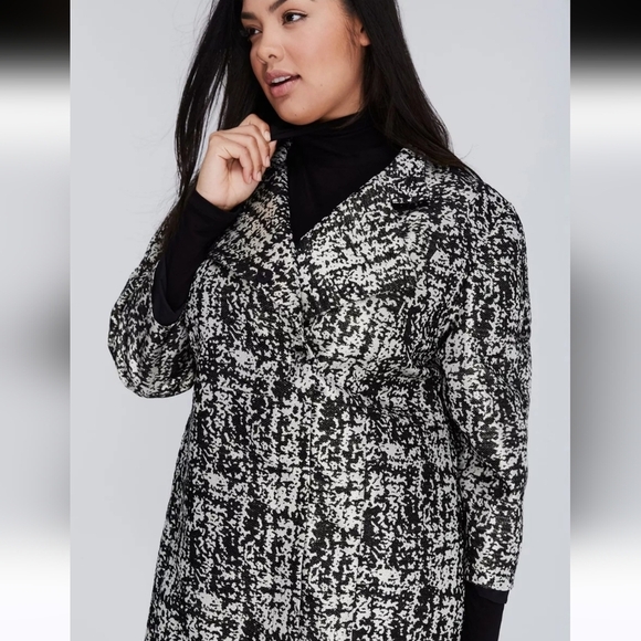 NEW LANE BRYANT PLUS SIZE BLACK & GOLD METALLIC JACQUARD JACKET - Picture 3 of 10